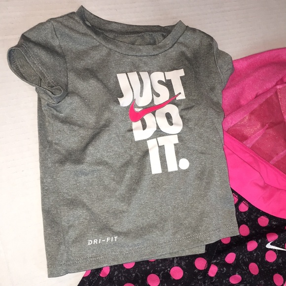 Nike Dri Fit Baby Girl Clothes Matching Set | Tee Shire, Long Sleeve Top Legging - Picture 2 of 8